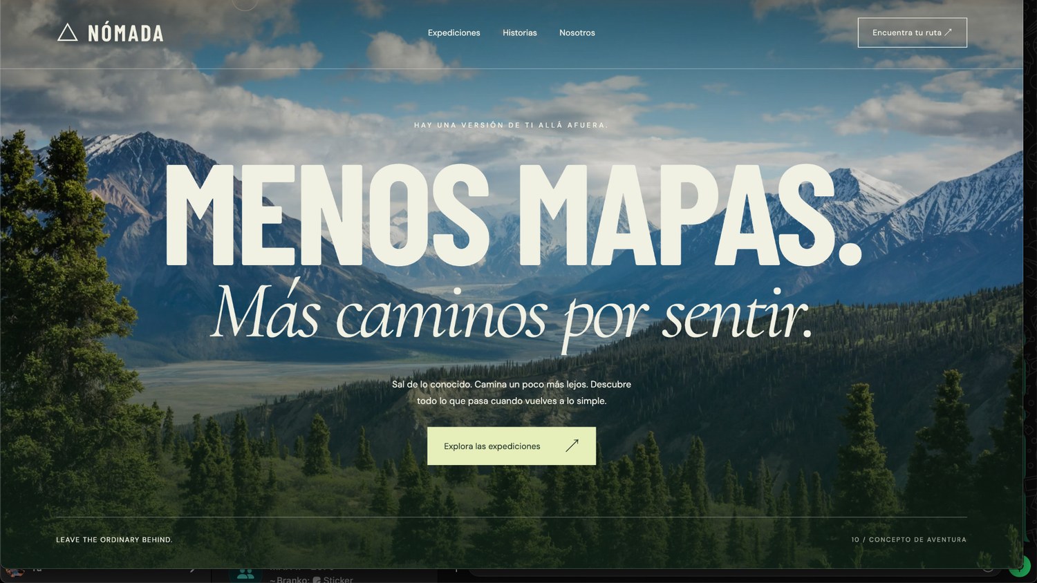 Concepto web NÓMADA, aventura y expediciones