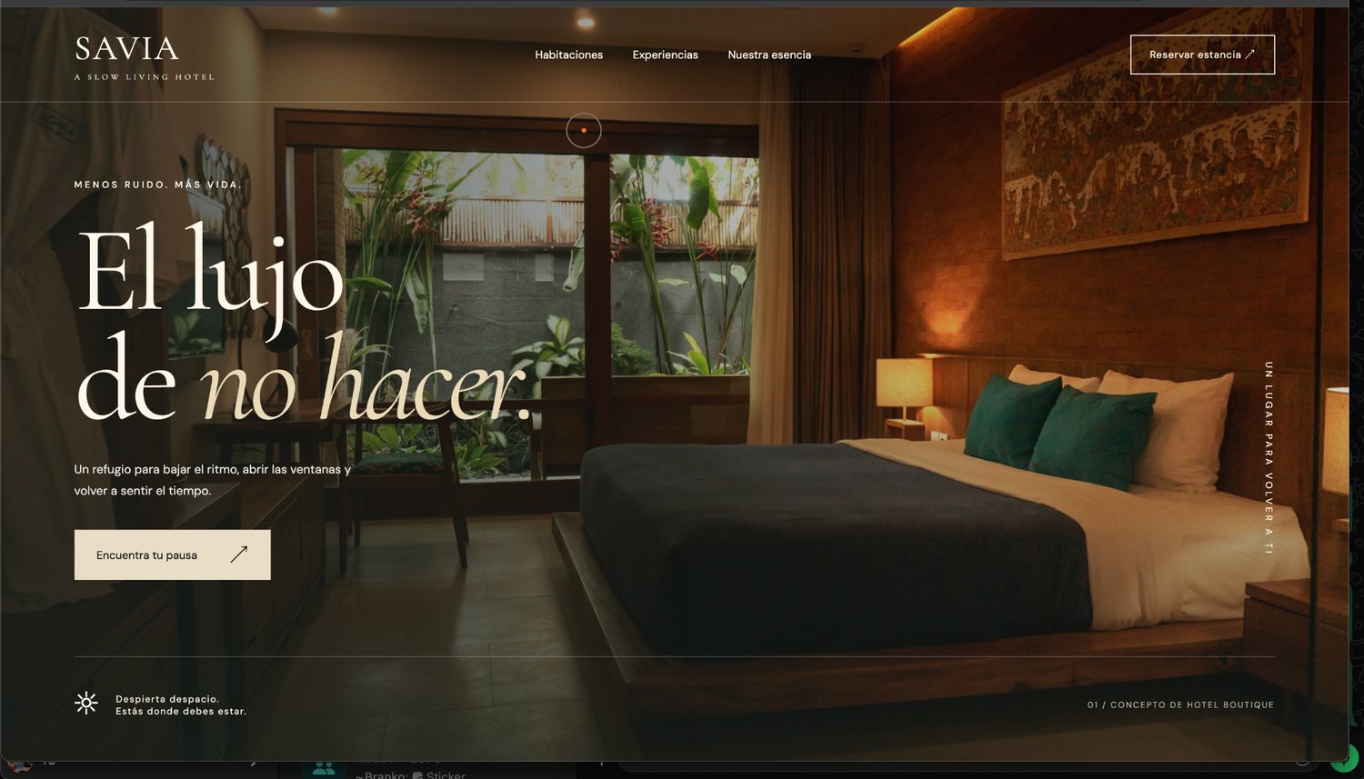 Concepto web SAVIA, hotel boutique